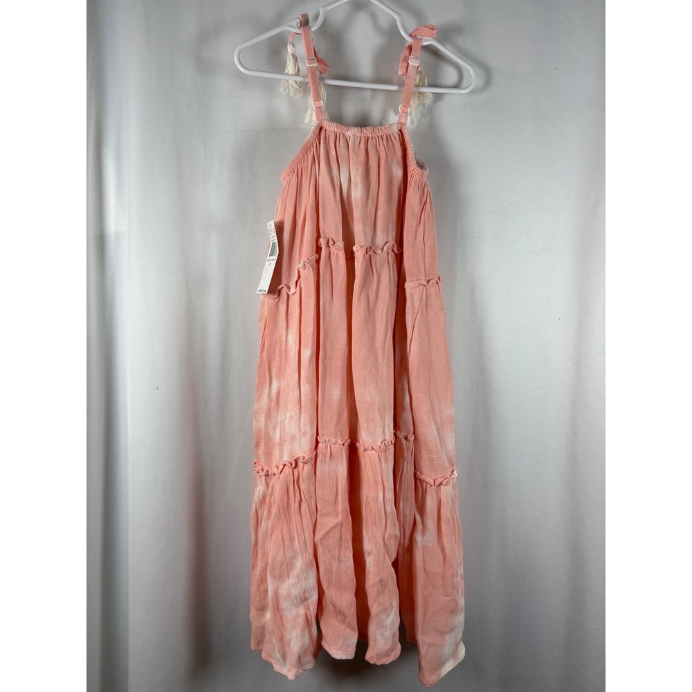 Jessica Simpson Girls 2T Pink Tie Dye Tiered Maxi Dress Tassel Straps NWT